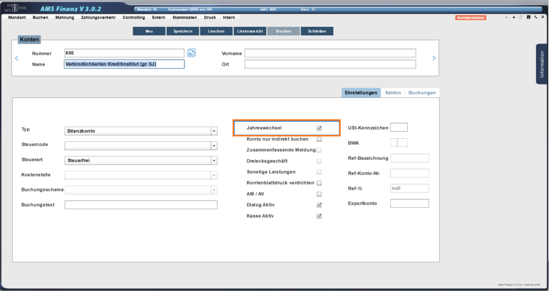 Mandant Jahreswechsel Stammdaten Einstellungen