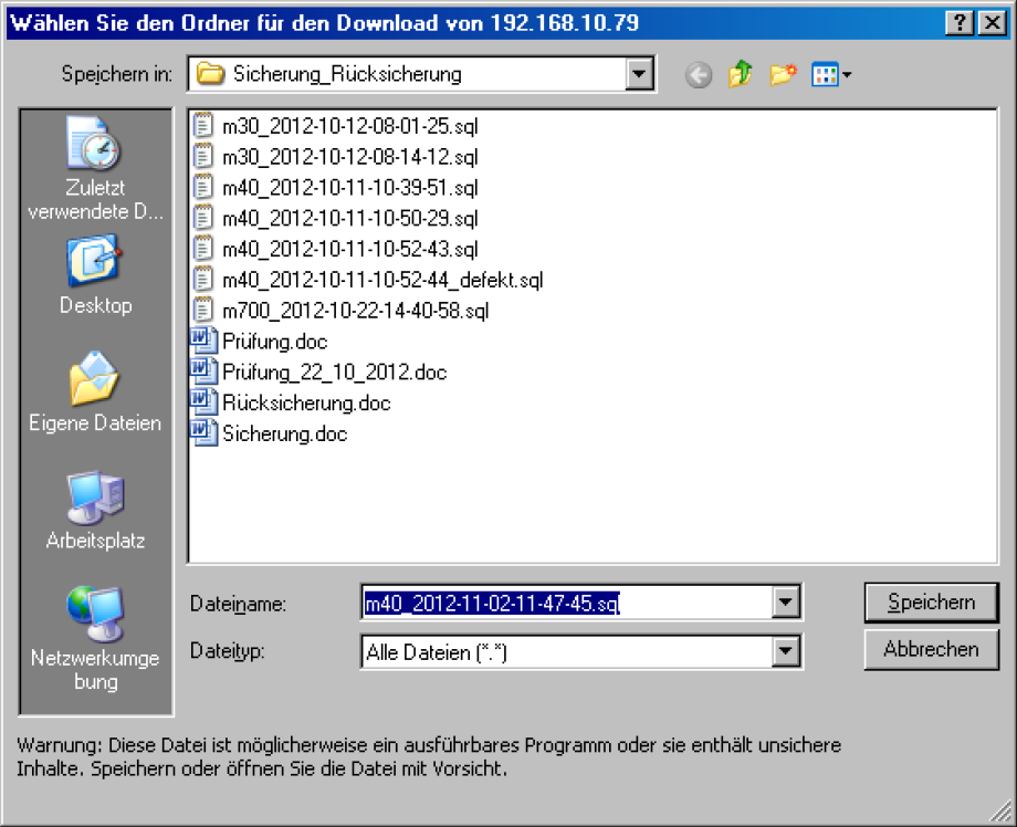 Mandant Sicherungsmanager Explorer