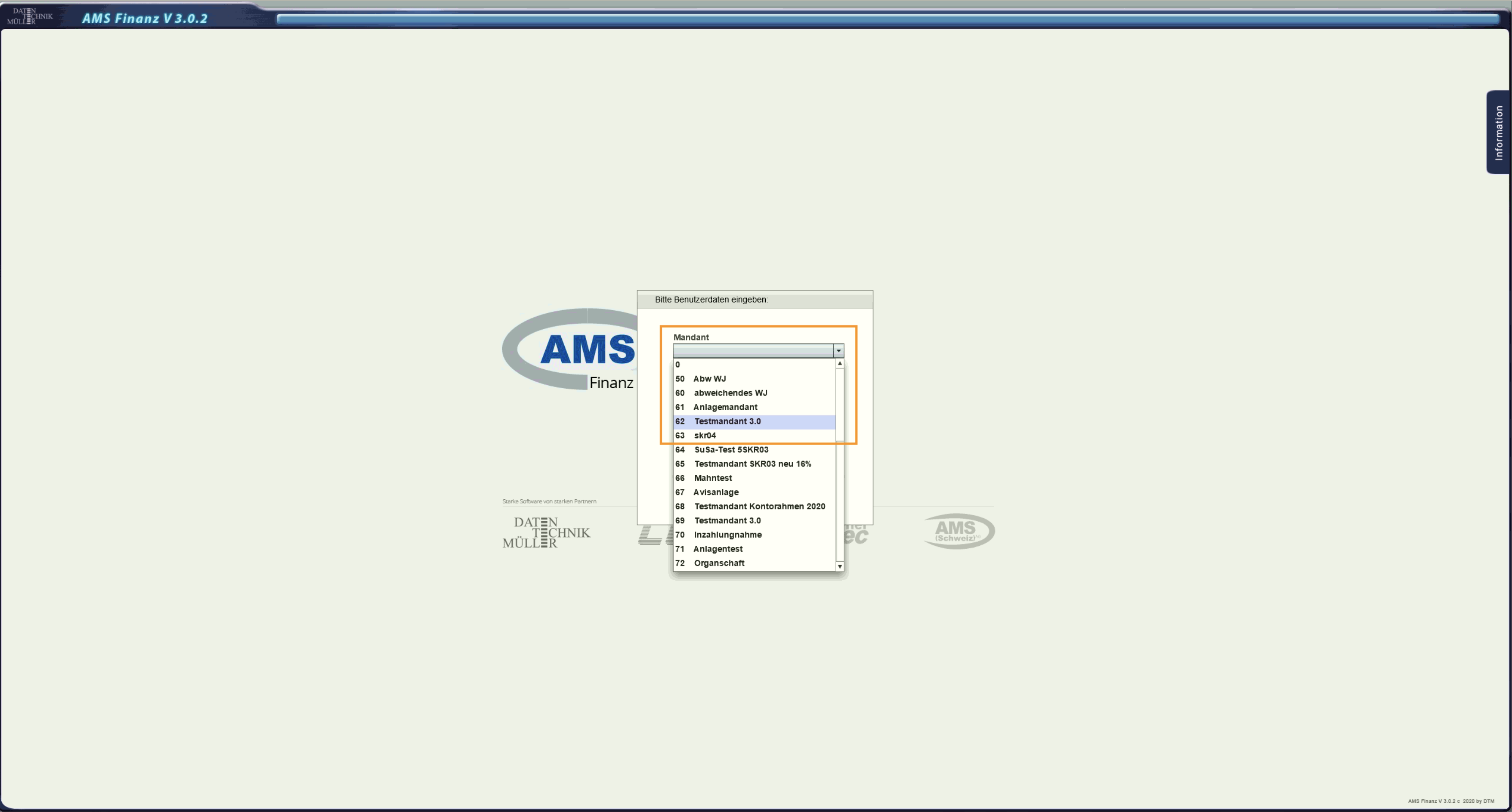 Mandant wählen_Auswahl