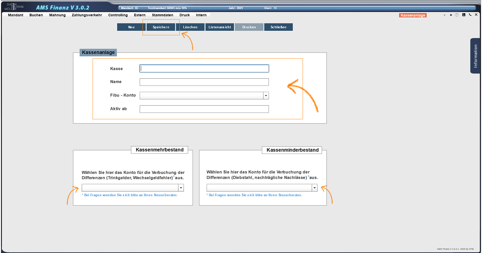 Kassenanlage_Eingabemaske