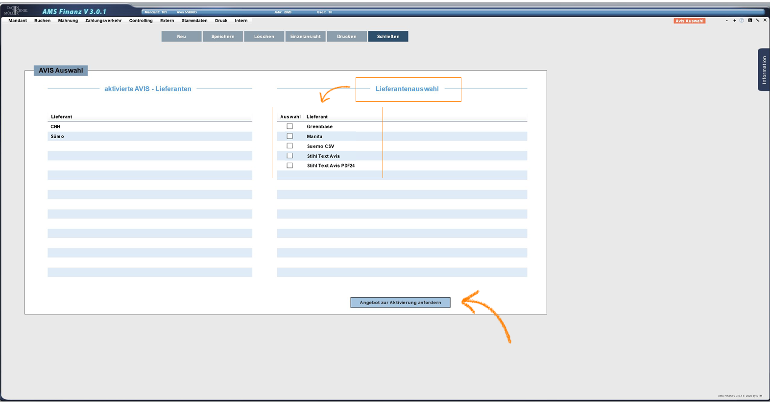 AVIS-Lieferantenauswahl
