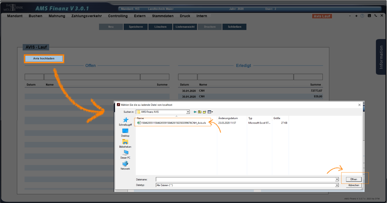 Avis-hochladen-Button