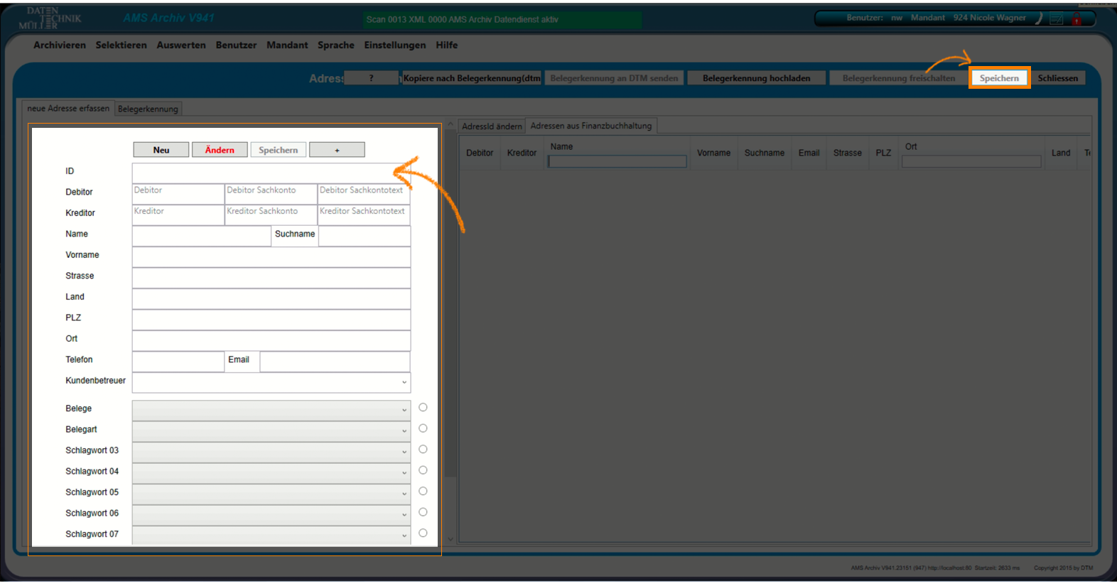 Archivieren_Adresseingabe