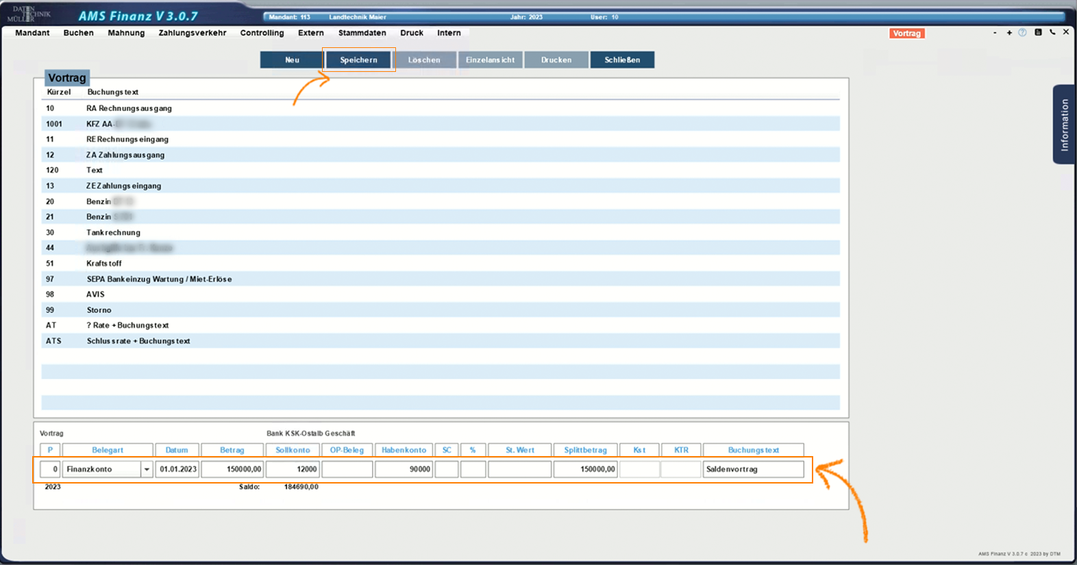 Buchen-Vortrag-dialogzeile