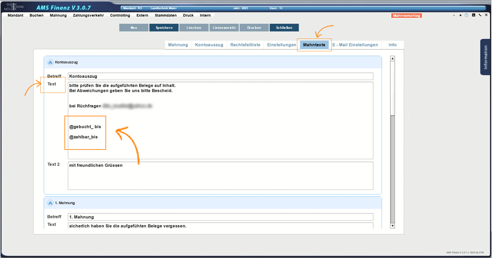 Mahnvorschlag-Mahntexte-Berücksichtigt
