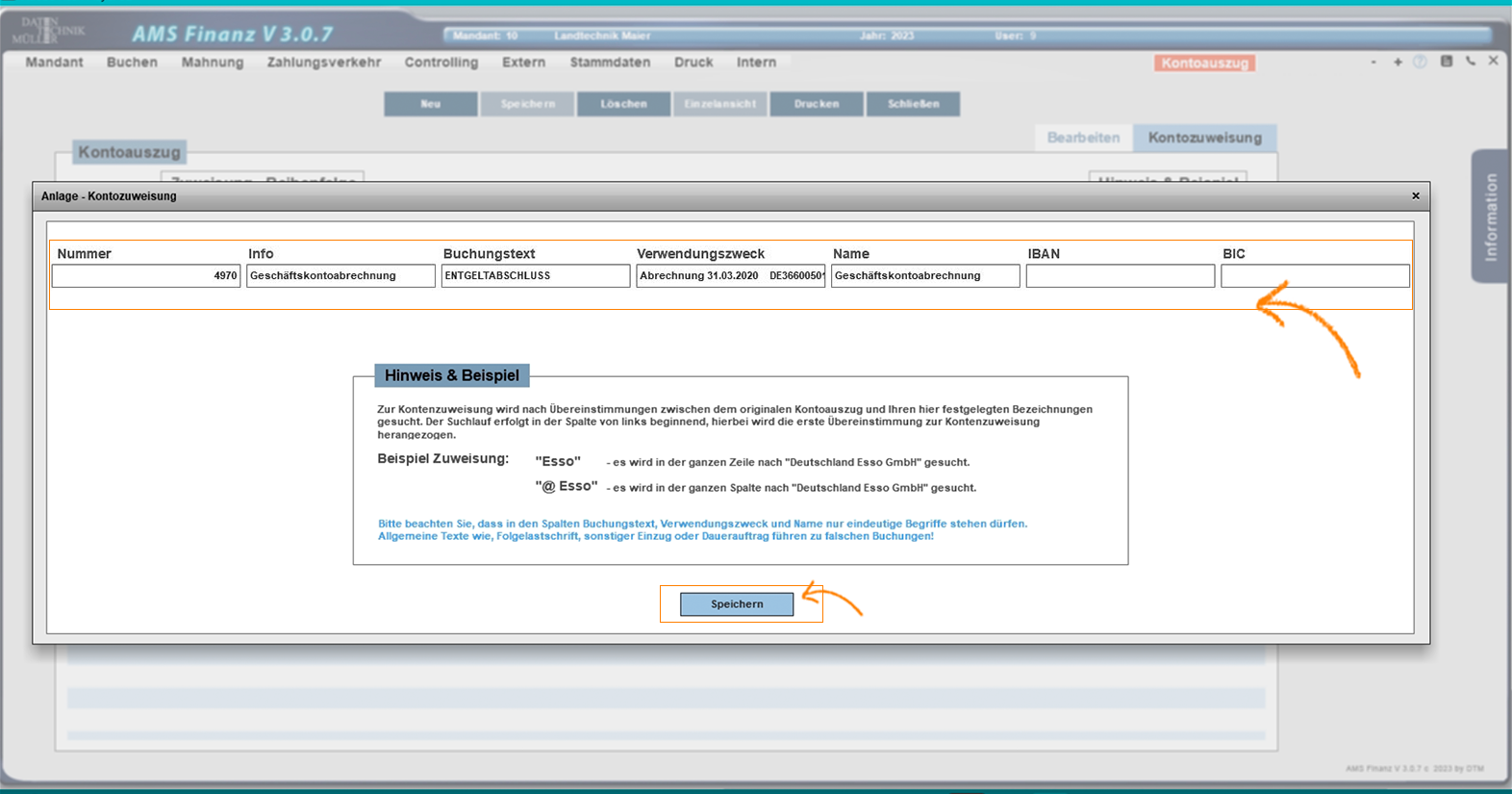 Anlage-Kontozuweisung
