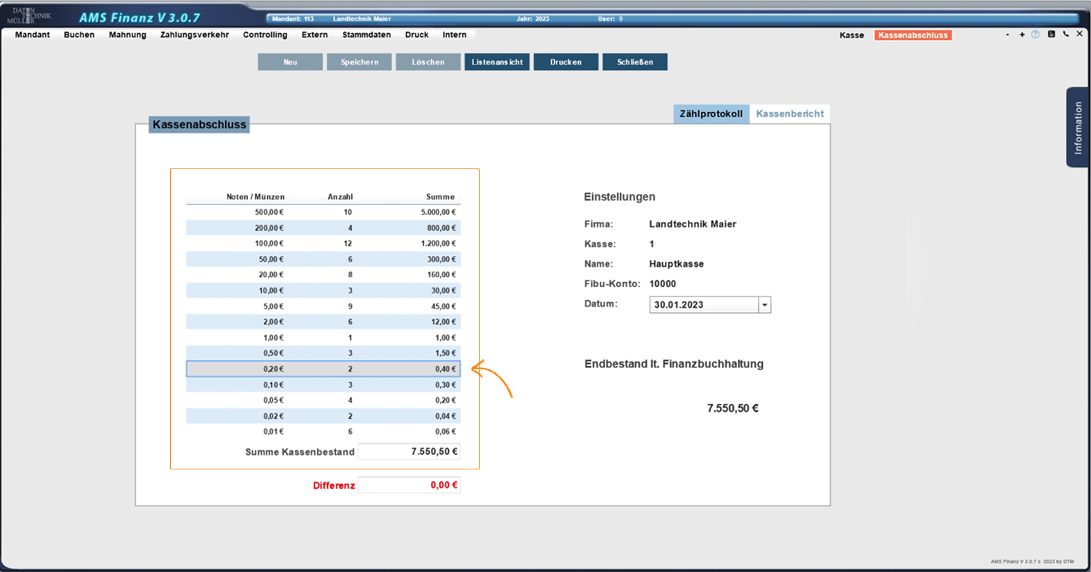Kassenabschluss_Zählung