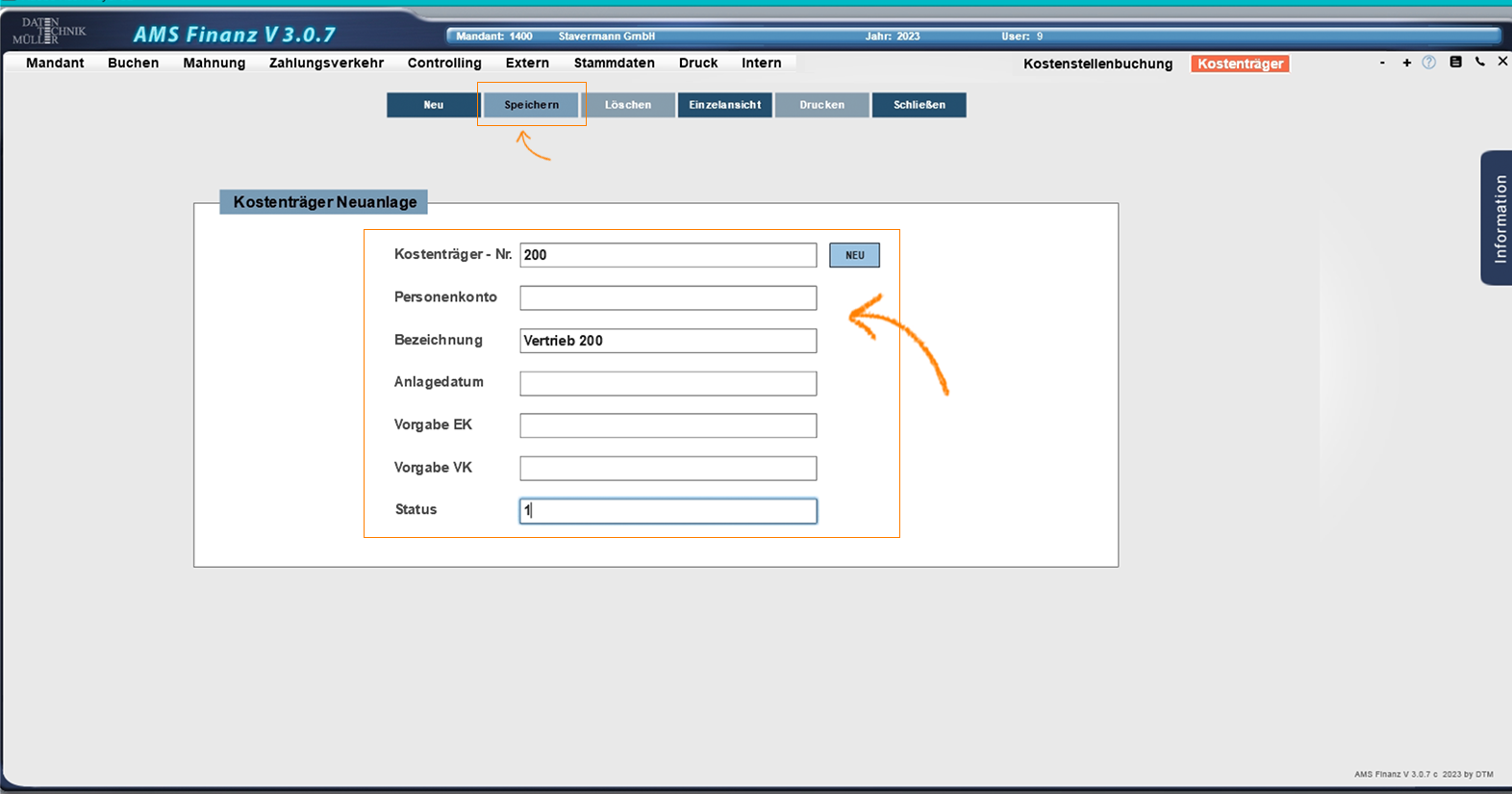 NeuanlageKostenträger